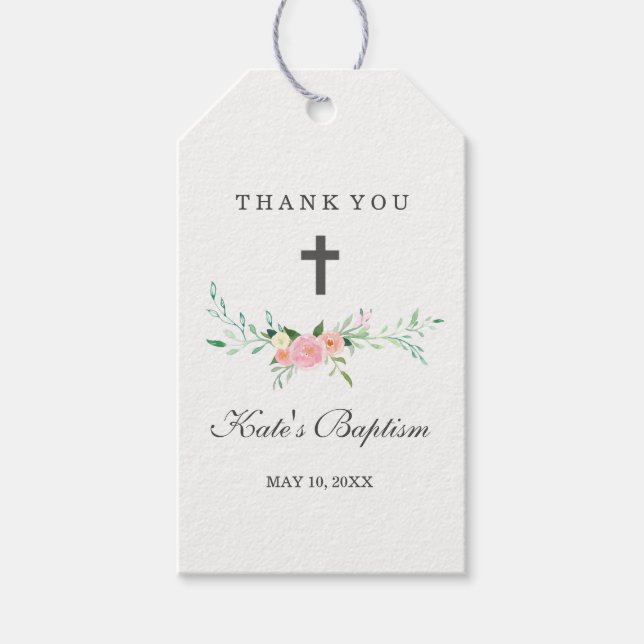 Etiqueta Para Presente Doce Floral Obrigado Baptism (Frente)