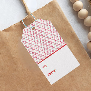 Etiqueta Para Presente Doce Listra de Bengala Natal Vermelho Branco Festi