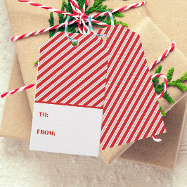 Etiqueta Para Presente Doce Listra de Bengala Natal Vermelho Branco Festi