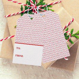 Etiqueta Para Presente Doce Listra de Bengala Natal Vermelho Branco Festi
