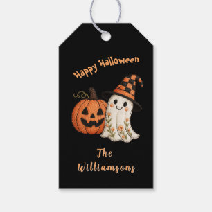 Etiqueta Para Presente Doce ou Travessura Abóbora Fantasma Halloween
