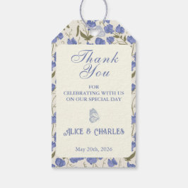 Etiqueta Para Presente Doce Pea Floral Blue e Creme Obrigado Casamento