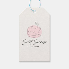 Etiqueta Para Presente Doce Sucesso Começa Aqui | Cream Black Pink Baker