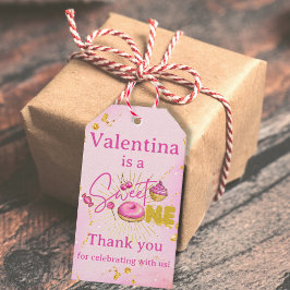 Etiqueta Para Presente Doce, Uma Rosquinha Rosa Dourada, Obrigado