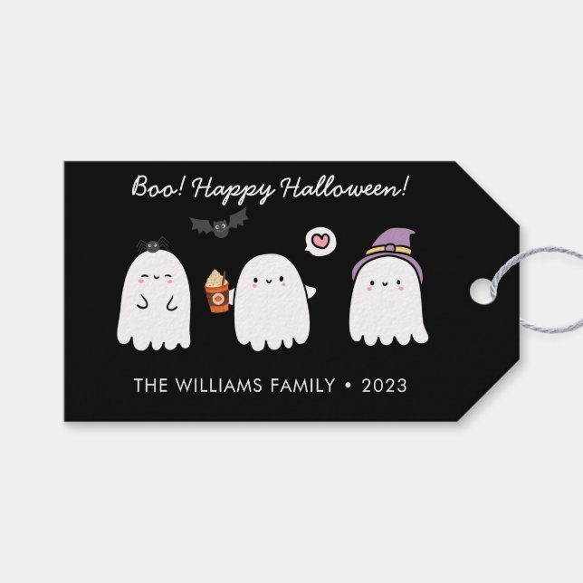Etiqueta Para Presente Doces Fantasmas de Halloween Presentes Personaliza (Frente (horizontal))