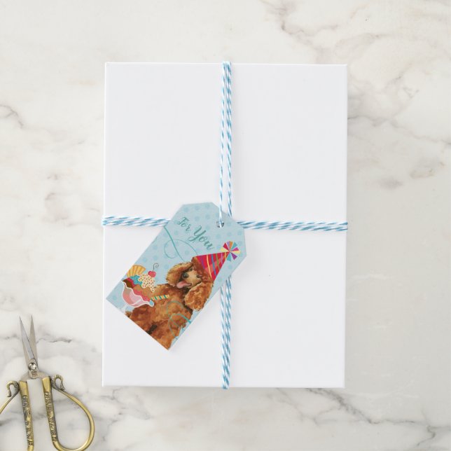 Etiqueta Para Presente Docinho Poodle de Aniversário (Com cordão)