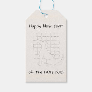 Etiqueta Para Presente Dog Original Drawing Chinese Dog Year 2018 present