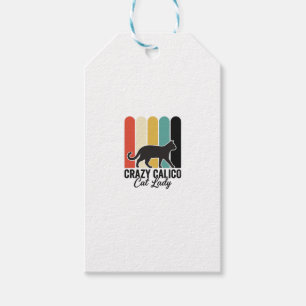 Etiqueta Para Presente Doida Senhora do Gato Calico Vintage Retro Design 