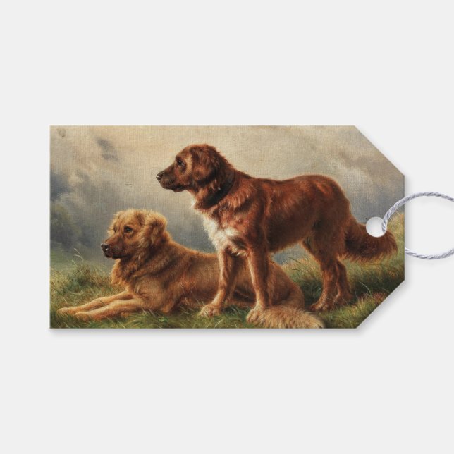 Etiqueta Para Presente Dois Cães Vigilantes (Frente (horizontal))
