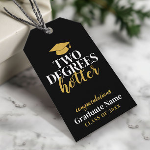 Etiqueta Para Presente Dois graus mais quente - Nome - Graduação Dourada