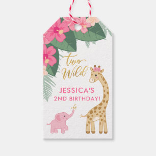 Etiqueta Para Presente Dois selvagens - Girls safari temático no segundo 