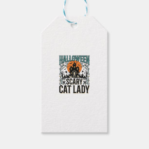 Etiqueta Para Presente Dona do Gato de Halloween Casa Assombrada Assustad