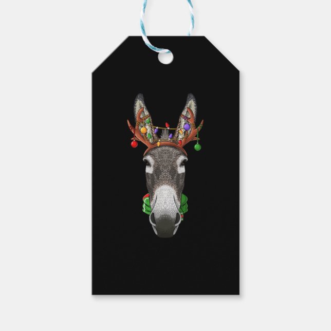 Etiqueta Para Presente Donkey Reindeer Antlers Bonitos Natal Animal Xmas (Frente)