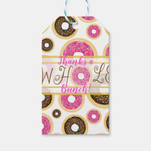 Etiqueta Para Presente Donuts com Glacê Rosa e Marrom e Confeitos Colorid