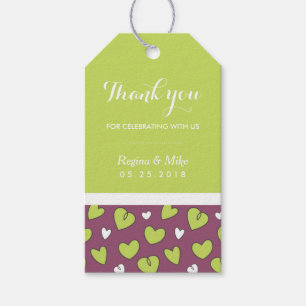 Etiqueta Para Presente Doodle Heart Pattern Casing Gift Tag Purple Green
