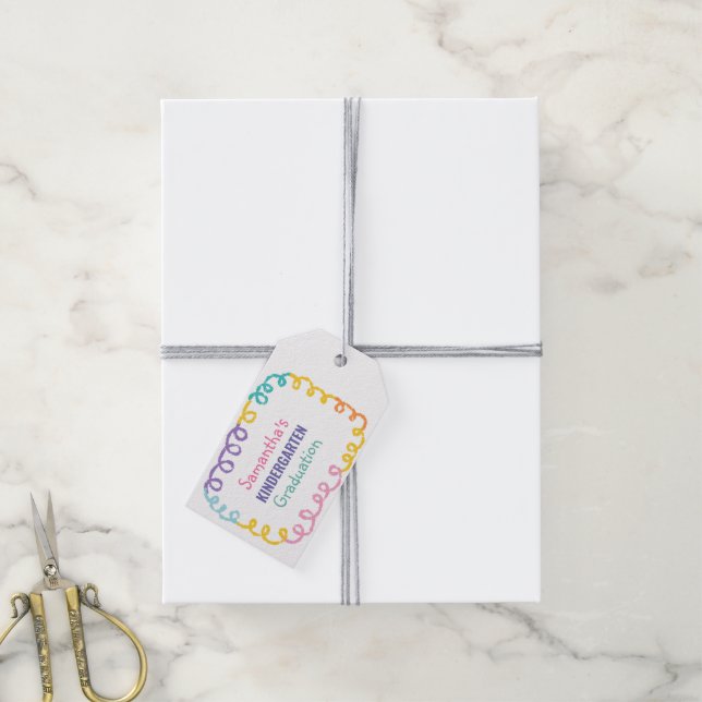 Etiqueta Para Presente Doodle Kindergarten Festa de formatura (Com cordão)