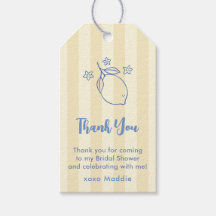 Doodle Lemon Yellow Blue Bridal Shower Favor Tags