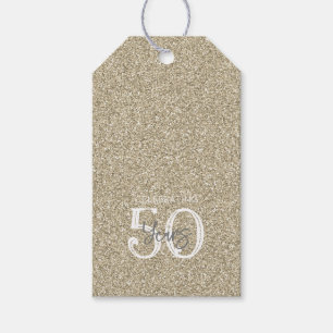 Etiqueta Para Presente Dourada Glitter Celebrando 50 Anos Elegante de Ani