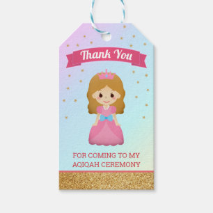 Etiqueta Para Presente Dourada Glitter Cute Little Princess Aqiqah
