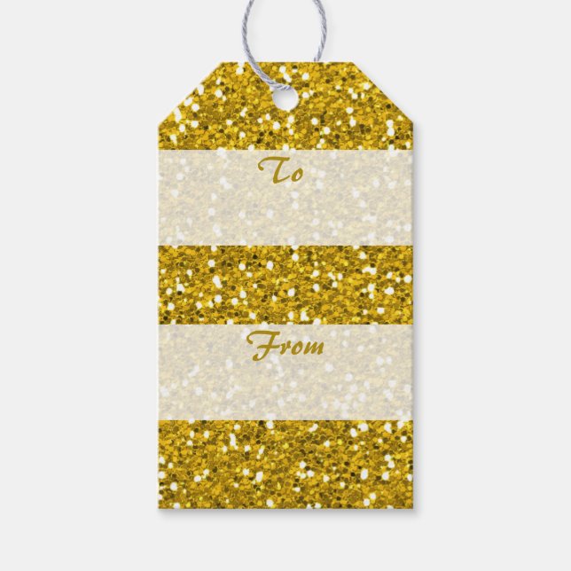 Etiqueta Para Presente Dourada Glitter Para O Feliz Natal (Frente)