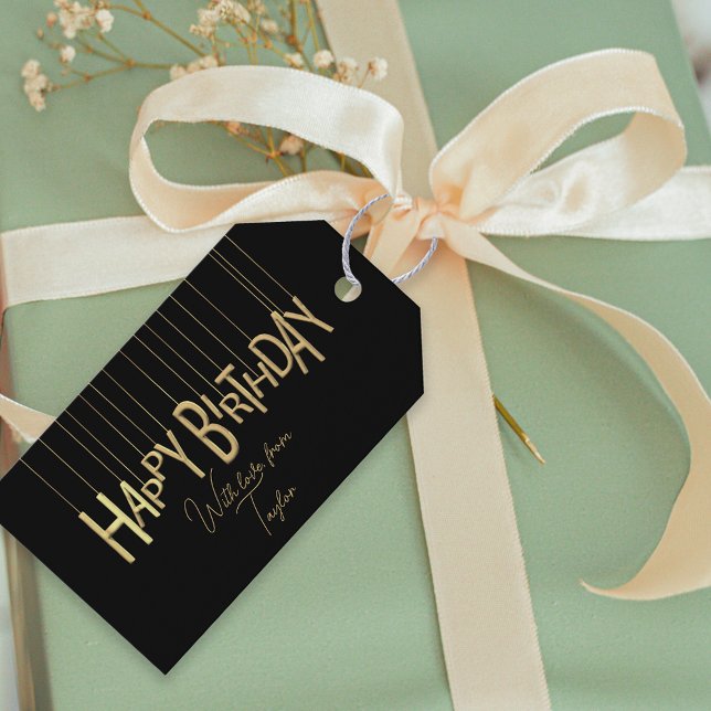 Etiqueta Para Presente Dourada Menção Em Parabéns Pretos (Criador carregado)