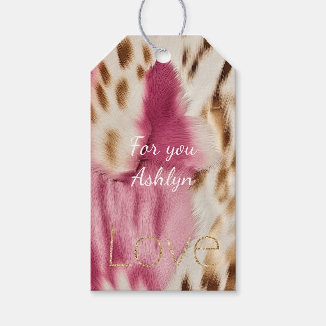 Etiqueta Para Presente Dourada rosa Branca Sudoeste Glitter Love (Frente)