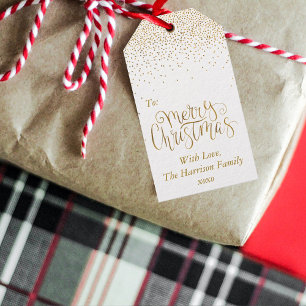 Etiqueta Para Presente Dourada Tipografia Confetti Feliz Natal