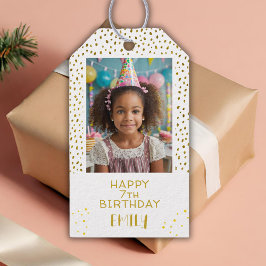 Etiqueta Para Presente Douradas Stars Faux Glitter Birthday Raparigas Fot