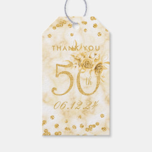 Etiqueta Para Presente Dourado 50º aniversário Obrigado moderno Marble 