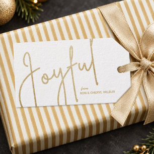 Etiqueta Para Presente Dourado Alegre Faux Folha Branco