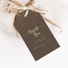 Etiqueta Para Presente Dourado Casamento Confetti Brown Obrigado