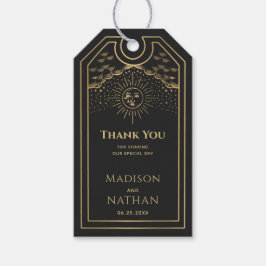 Etiqueta Para Presente Dourado casamento entre Sun e Moon Tarot Obrigado