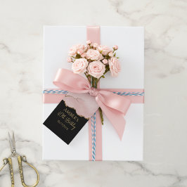 Etiqueta Para Presente Dourado de Champagne com Rubor Glitter Abstrato Aq