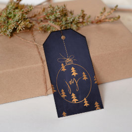 Etiqueta Para Presente Dourado Decor de Natal de Cobre e Árvores no Marin