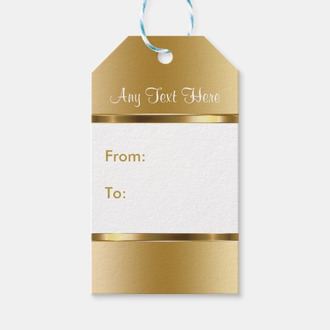 Etiqueta Para Presente Dourado E Branco Clássico (Frente)