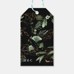 Etiqueta Para Presente Dourado Eucalipto Elegante Elegante Premium Black 