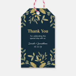 Etiqueta Para Presente Dourado Folhas no Casamento Marinho Obrigado etiqu