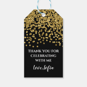 Etiqueta Para Presente Dourado Glitter Confetti Obrigado Marcar Aniversá