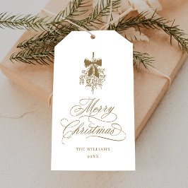 Etiqueta Para Presente Dourado Holly Berry Buquê Romântico Feliz Natal