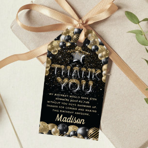 Etiqueta Para Presente Dourado negro de aniversário de luxo personalizad
