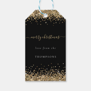 Etiqueta Para Presente Dourado nome preto brilhante Feliz Natal