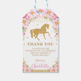 Etiqueta Para Presente Dourado Pink Floral Aniversário Rosa Favor Obrigad
