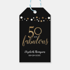 Etiqueta Para Presente Dourado preto 50 e Festa de aniversário fabulosa