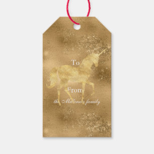 Etiqueta Para Presente Dourado Sparkle Unicorn