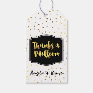 Etiqueta Para Presente Dourados Pontos de Confetti Personalizados Obrigad