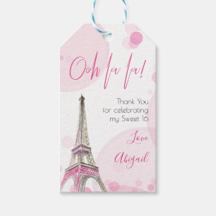 Etiqueta Para Presente Doze Anos Rosa Torre Eiffel de Paris Obrigada
