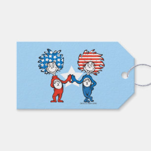 Etiqueta Para Presente Dr. Seuss Coisa Um Coisa Dois Gráfico Patriótico