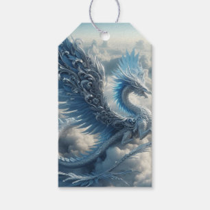 Etiqueta Para Presente Dragão atordoante cercado por nuvens