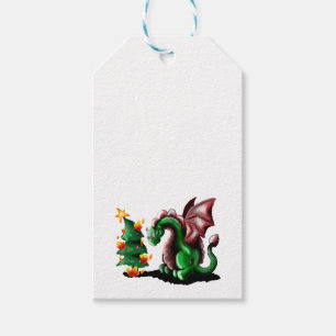 Etiqueta Para Presente Dragão de Natal Feliz