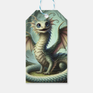 Etiqueta Para Presente Dragão Jabberwocky Fofo Arte de Criatura de Fantas